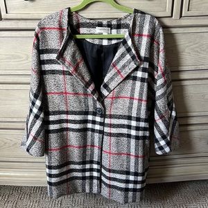 🌸 5/25 EUC Plaid One Button Oversized Coat Sz S/M